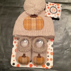 Little Me Cream Knit Hat and Booties Set